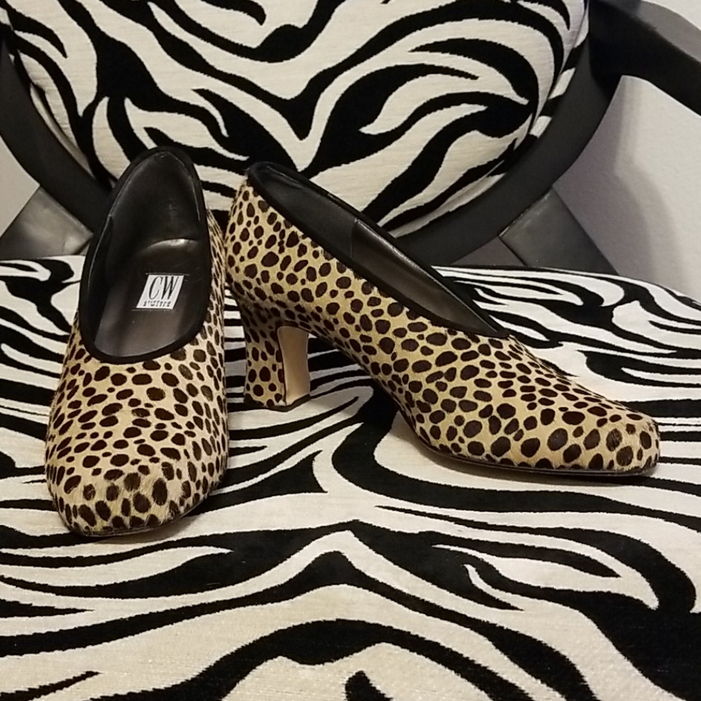 EUC, CW CLIFFORD&WILLS Leopard Print Pumps with a Fine Leather Sole, Size 9M